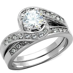 2 PCS Women's 925 Sterling Silver Wedding Ring Set